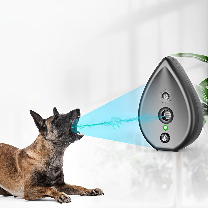 Dog ultrasonic bark control device, outdoor use, pet behavior training, dog deterrent for a quiet home