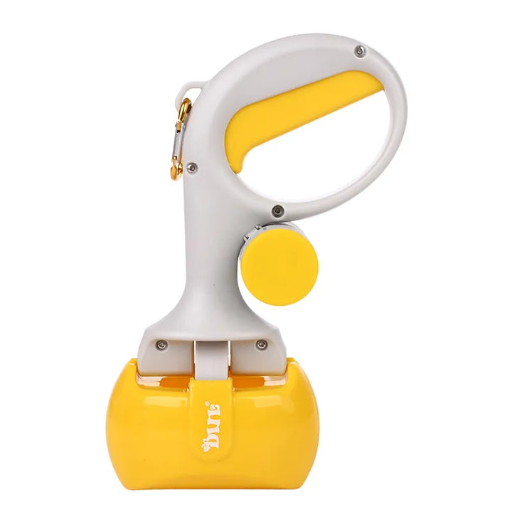 Pet supplies: dog poop bag dispenser, ergonomic design, attached to leash with handle.