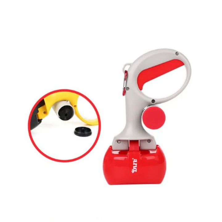 Outdoor dog care: compact waste bag dispenser with convenient carry handle for easy transport.