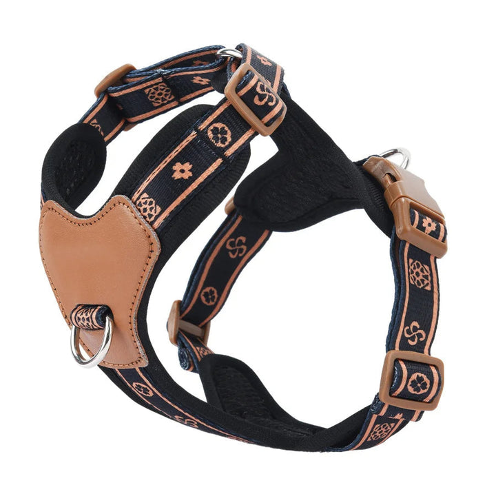 Pet accessory: a green adjustable dog harness with reflective accents and breathable mesh lining.
