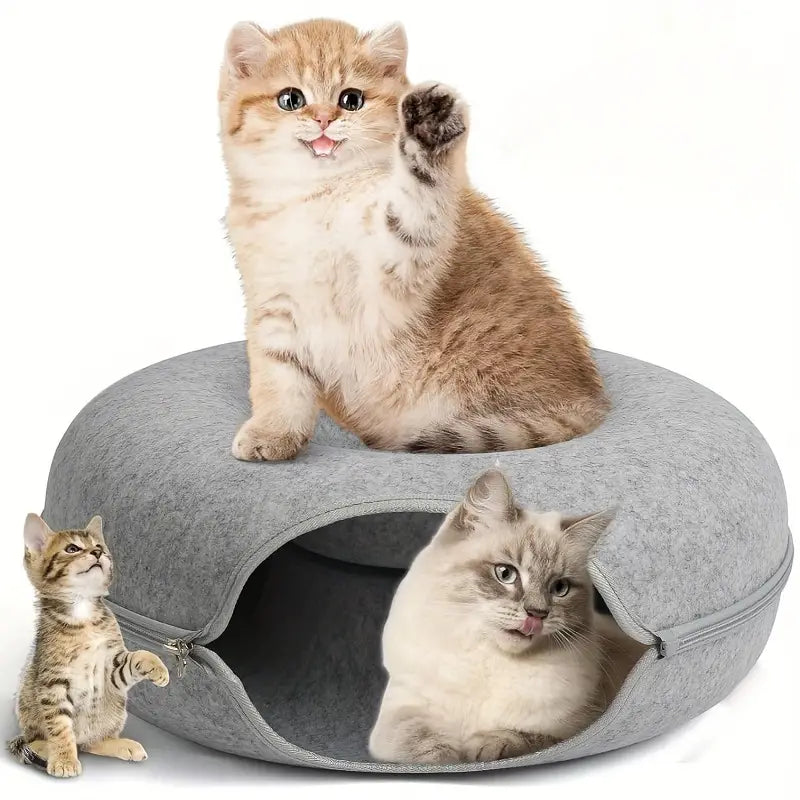 Washable donut cat bed, a comfortable and cozy cave for your feline friend, pet furniture