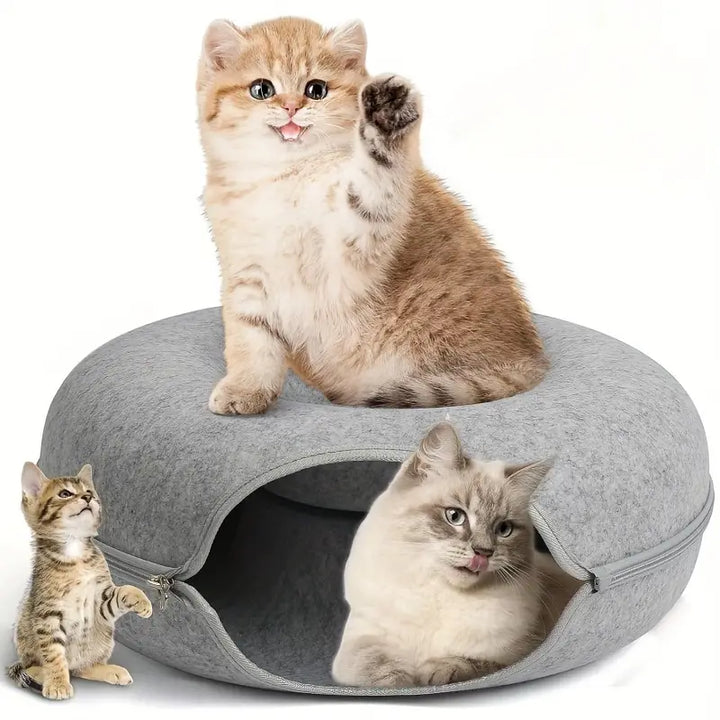 Washable donut cat bed, a comfortable and cozy cave for your feline friend, pet furniture