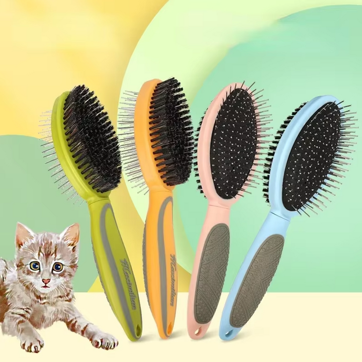 Unisex pet grooming brush, ideal for dematting and shedding for both dogs and cats, a versatile grooming tool.