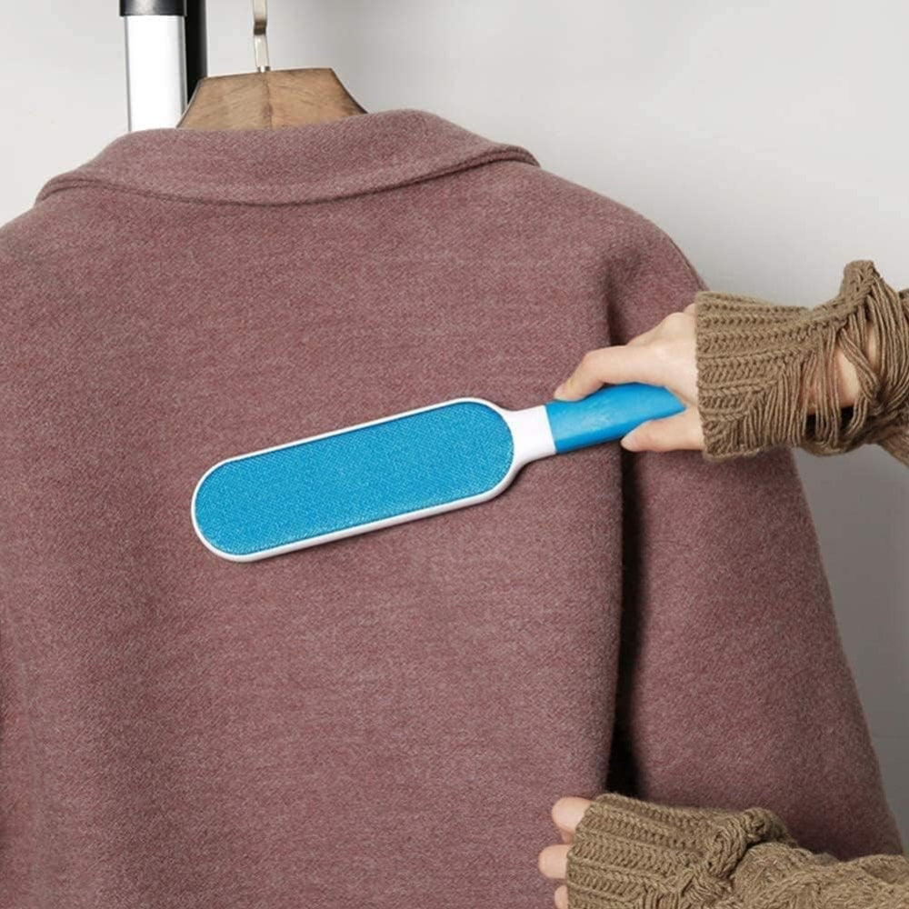 Reusable pet hair removal tool, dual-action fuzz and hair sweeper for efficient home and car cleaning.