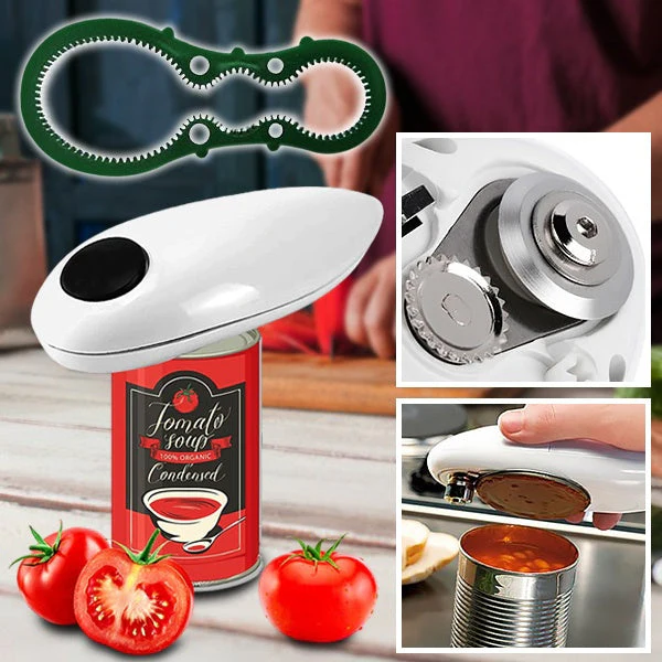 Effortless automatic electric can & bottle opener. Perfect easy open kitchen tool for seniors & hands-free use.