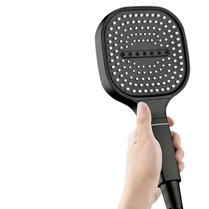 Filtered shower head removing water impurities, ensuring cleaner, softer water for healthier skin & hair. Bathroom essential.