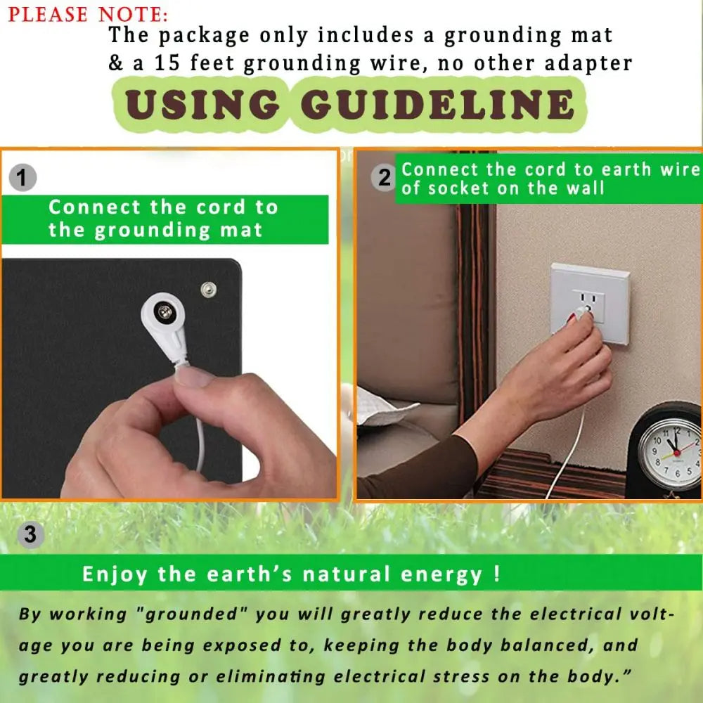 Universal carbon fiber grounding mat for healthy living, natural energy & deep sleep. Earthing.