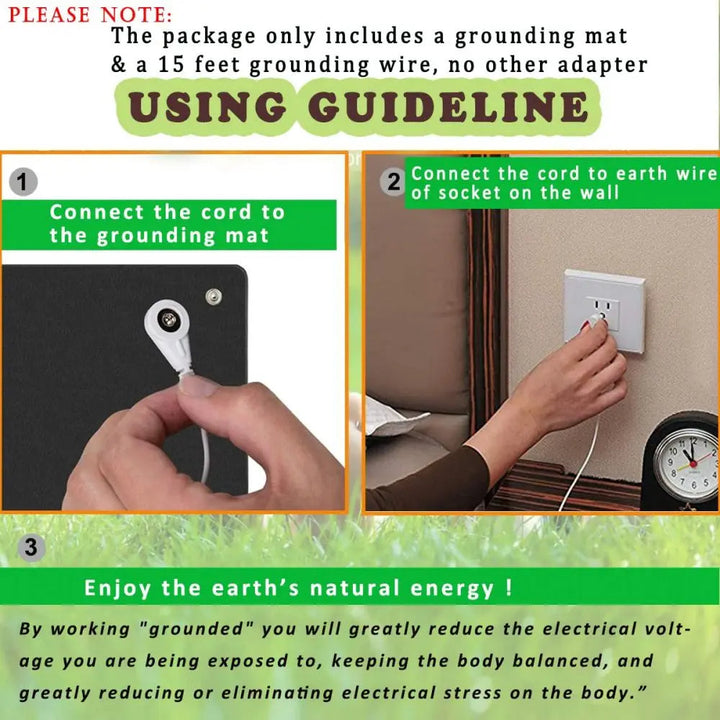 Universal carbon fiber grounding mat for healthy living, natural energy & deep sleep. Earthing.