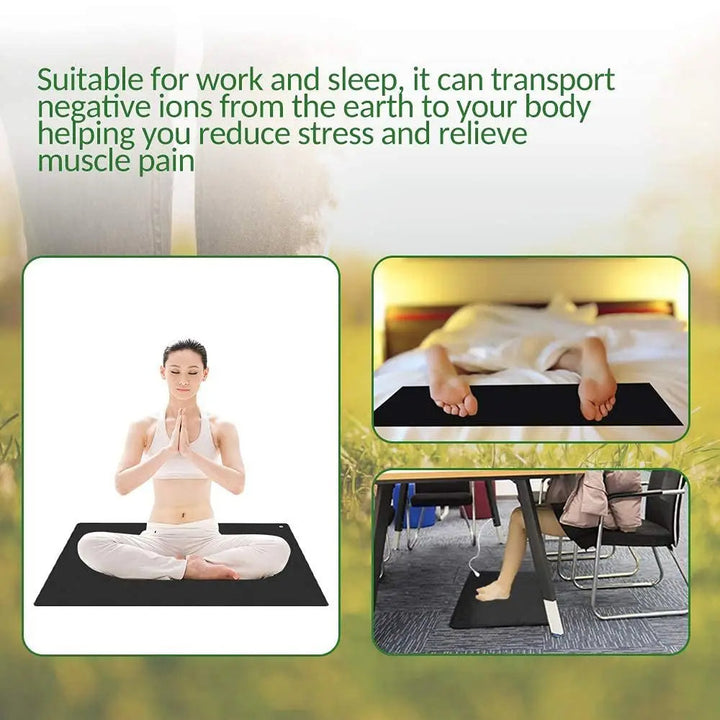 Carbon fiber grounding mat for natural wellness, improved sleep & stress reduction. Earthing pad.