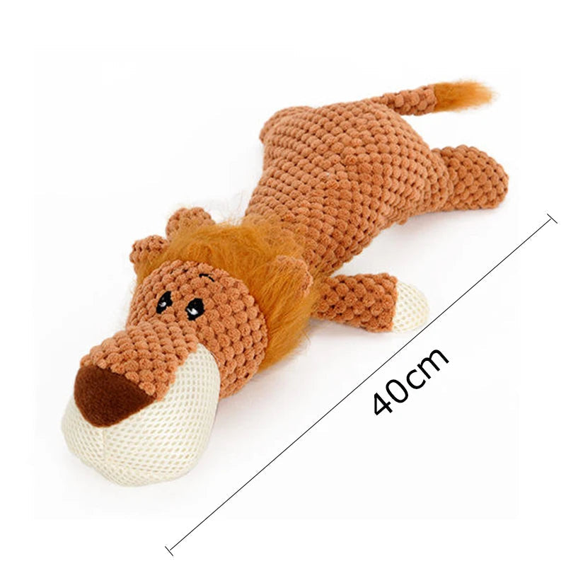 High-quality indestructible dog chew toy, plush and squeaky, designed for aggressive chewers to enjoy for hours.