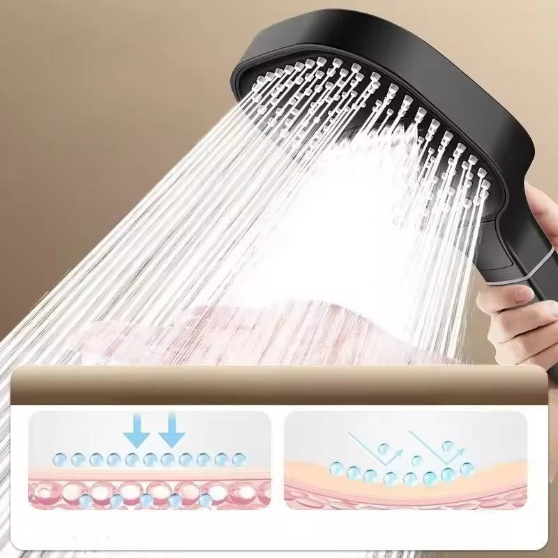 Sleek chrome filtered shower head, universal design, enhances modern bathrooms. Features 3 invigorating spray modes.