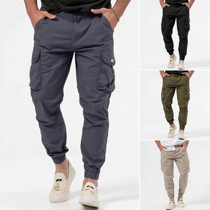 New men's Flex Cargo Joggers. Comfortable stretch pants featuring a modern tapered fit, ideal for active living.