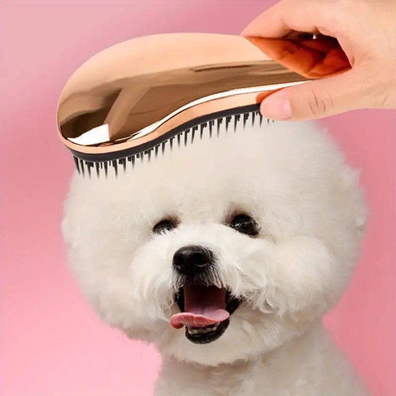 Ergonomic pet grooming tool with detangling comb and massage brush for dogs