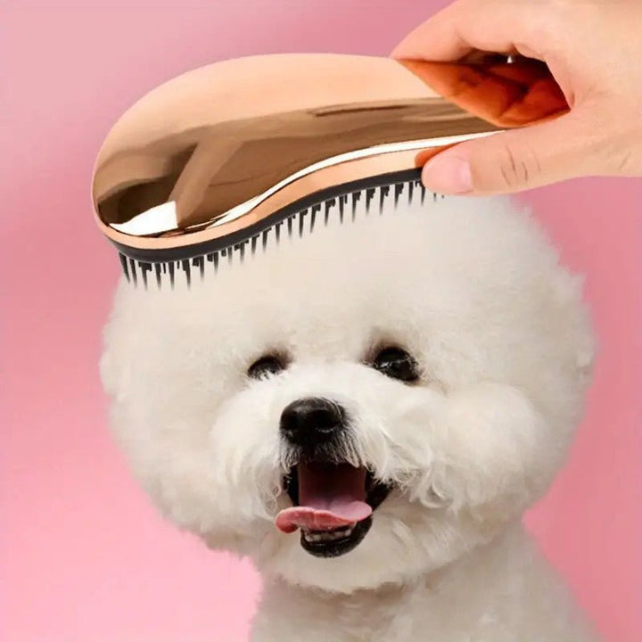 Ergonomic pet grooming tool with detangling comb and massage brush for dogs