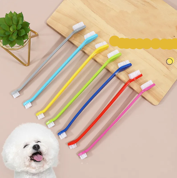 Pet grooming kit: multi-pack dual-head toothbrushes for optimal dog & cat oral care and hygiene