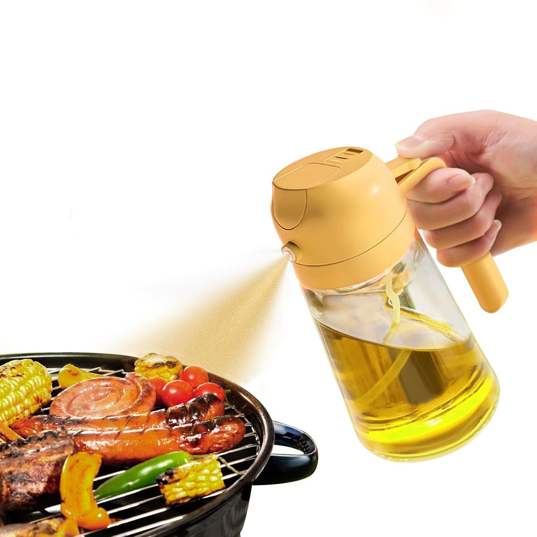 Versatile kitchen tool: 16 fl oz dual mode oil sprayer & dispenser for healthy cooking.