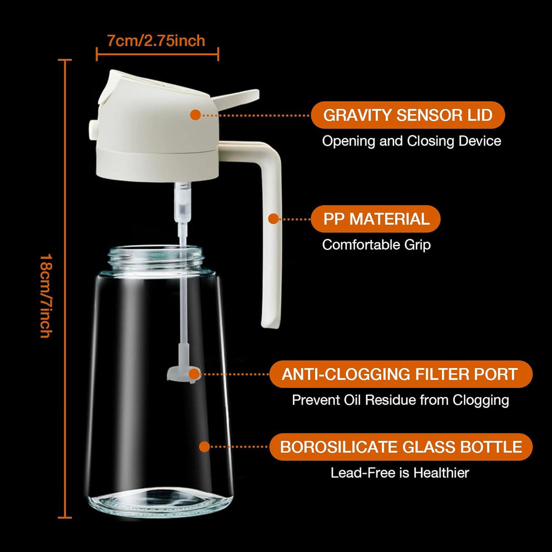 Get even oil coverage with the 16 fl oz dual mode oil sprayer and dispenser.