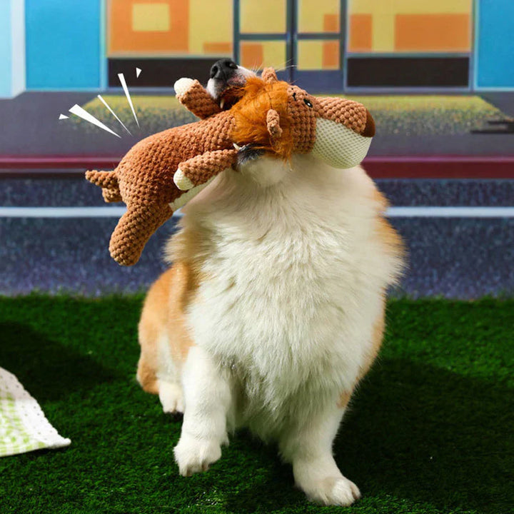 Unisex non-toxic chew toy, animal shape, promotes dog dental care and active play.