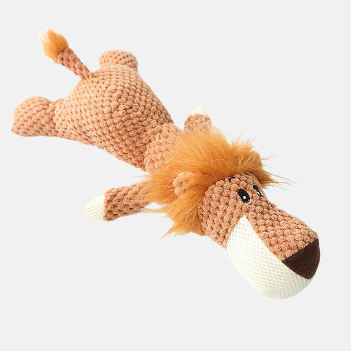 Dental health chew toy for dogs, durable, non-toxic, animal shape for play.