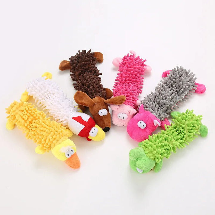 Small dog chew toy shaped like a cute animal, ideal for puppy teeth cleaning and interactive pet fun.