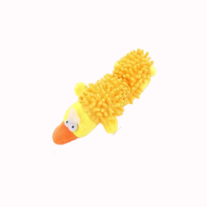 Small dog durable chew toy with squeaker, an animal-themed toy for interactive puppy play.