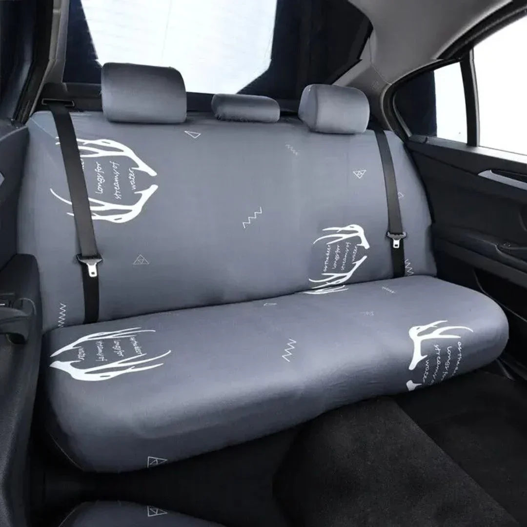 Unisex pet car seat protector, black waterproof dog hammock for backseat with side flaps, travel ready.