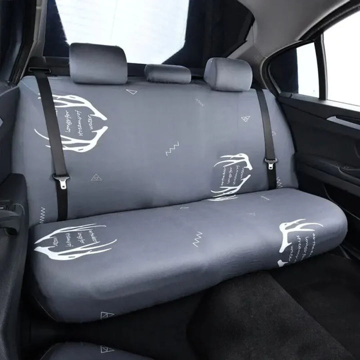 Unisex pet car seat protector, black waterproof dog hammock for backseat with side flaps, travel ready.