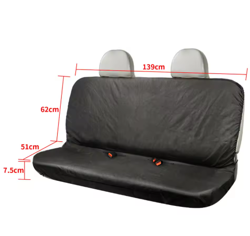 Front side view of a black dog car backseat hammock cover, designed for universal car protection and pet comfort.
