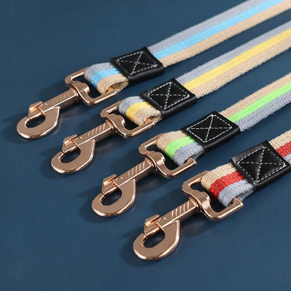 Yellow high-quality nylon dog leash for daily dog walking, strong & weather-resistant