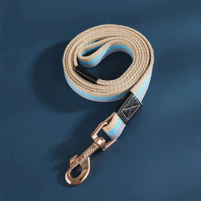 Black nylon dog leash with reflective stitching, ideal for night pet safety & training