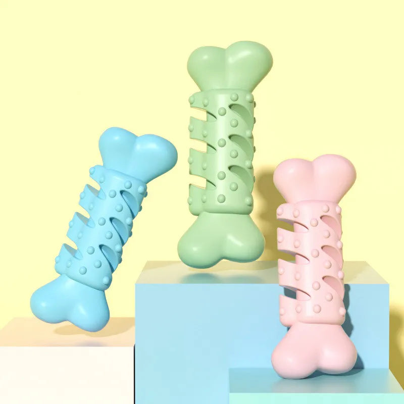 Durable bone-shaped dog dental chew toy, ideal for strong chewers and promoting oral health during active play.