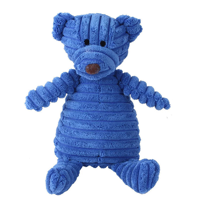 Cute corduroy animal dog toy in a vibrant color with a built-in squeaker for engaging pet fun