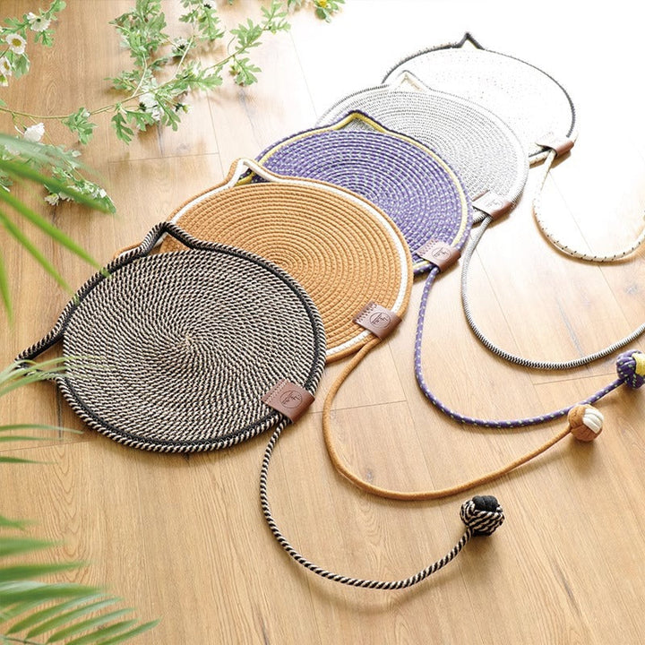 Modern design cat scratcher mat, a comfortable lounge pad for feline claw health.