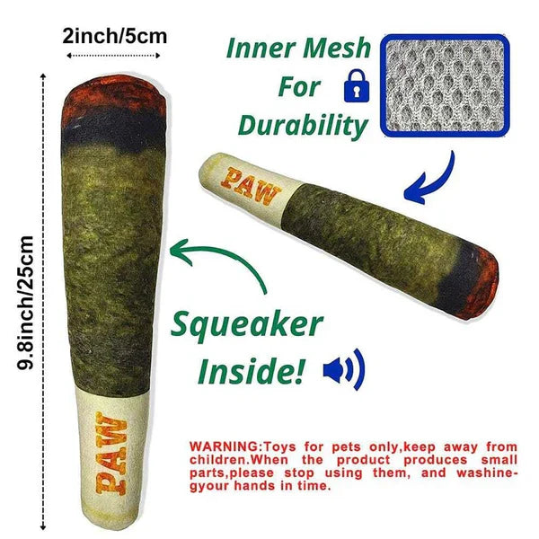 Collection of durable cigar design squeaky dog toys in various colors, pet supplies for chewers