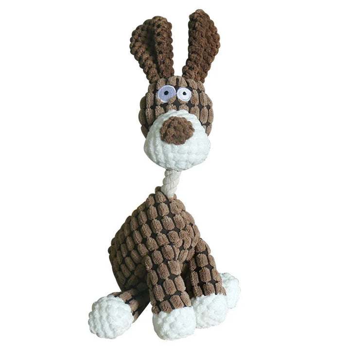 Red corduroy dog toy, a sturdy chew toy with an enticing squeaker for hours of pet enjoyment