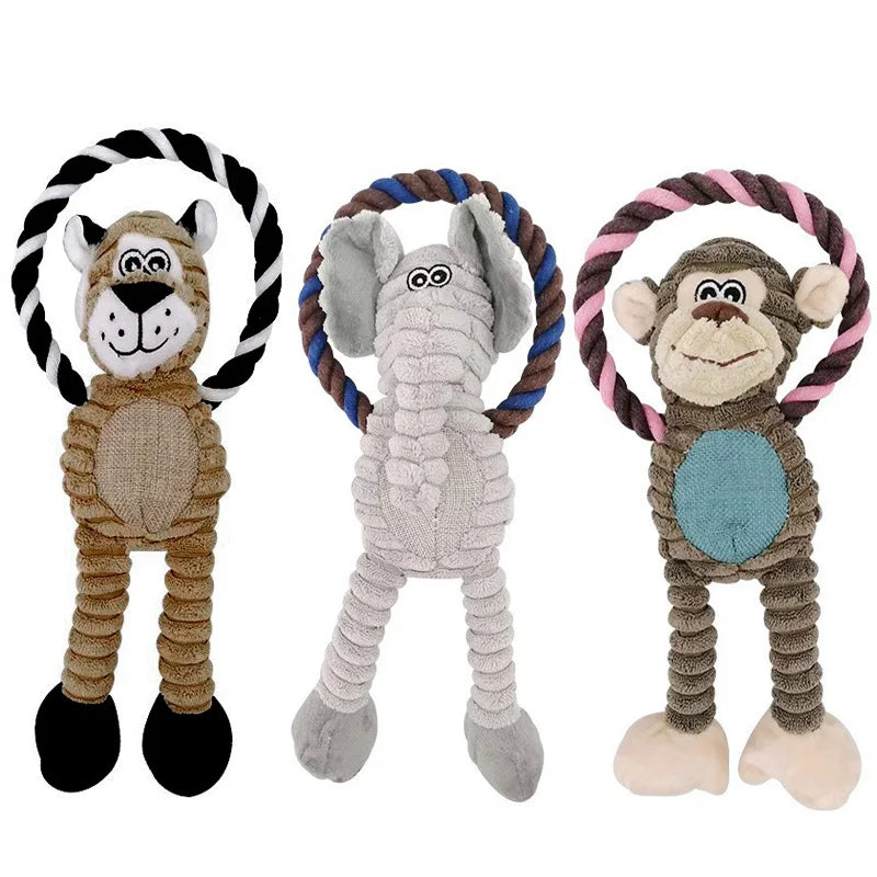 Plush corduroy dog toy, featuring fun squeaker, for small to medium dogs