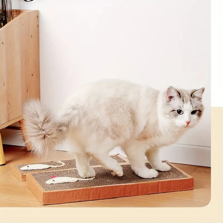 Cat scratching mat featuring a fun play design, essential petcare for happy cats and protected homes.