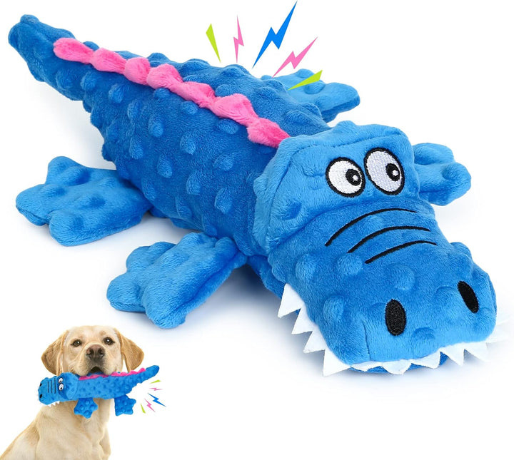 Playful green crocodile dog chew toy, durable construction for hours of pet entertainment.