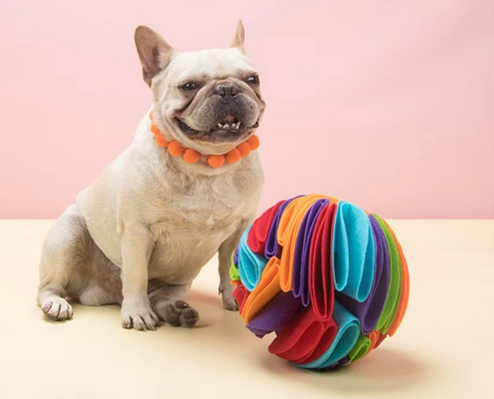 Durable dog chew ball made from canvas for active playtime and dental health.