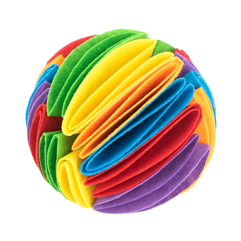 Blue fabric dog chew ball, an enrichment toy designed for playful dogs and dental care.