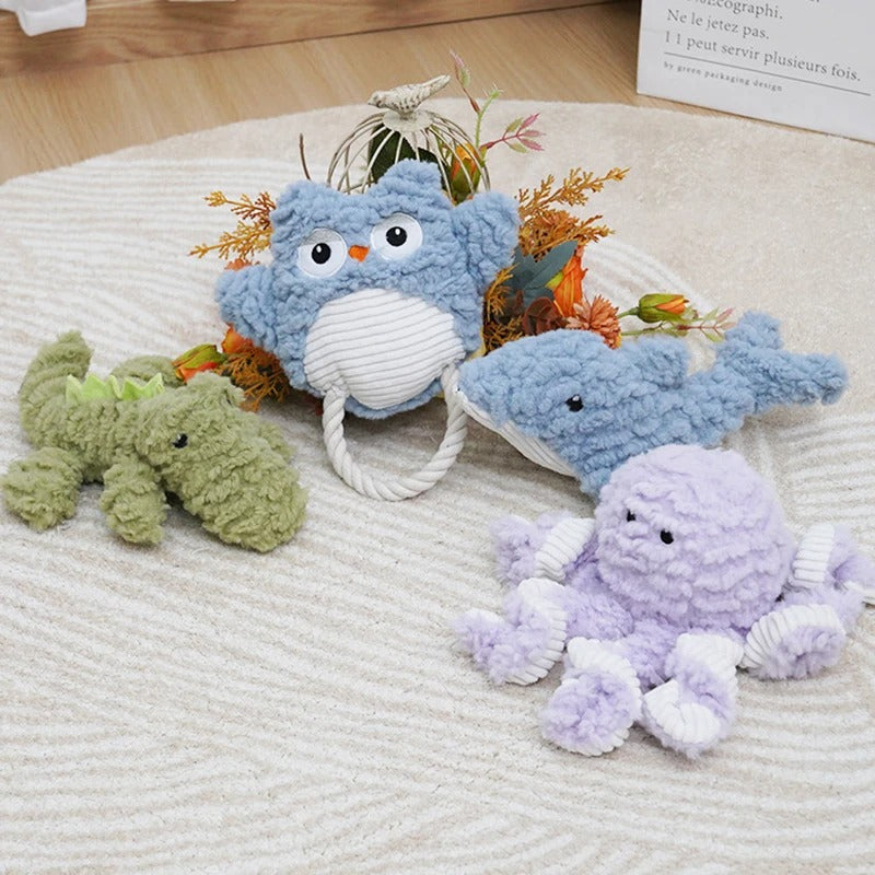 Aggressive chewer dog toy featuring a cute animal design in blue, providing long-lasting entertainment for pets.