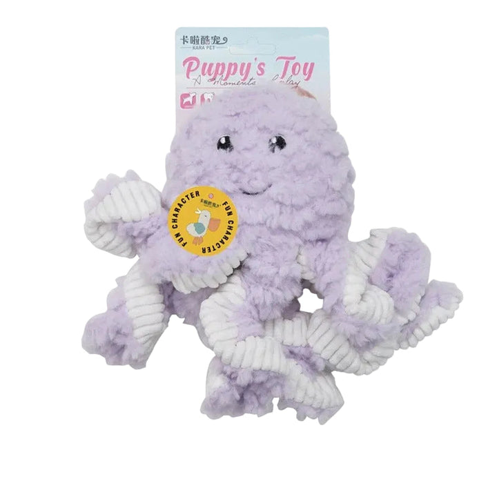 Multi-color animal dog toy for aggressive chewers, a soft yet durable fleece construction for hours of fun.