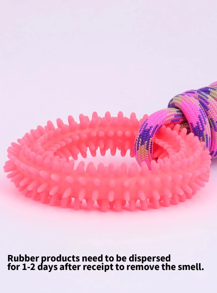 Interactive dog toy for puppies, blue teething ring for soothing gums, durable design