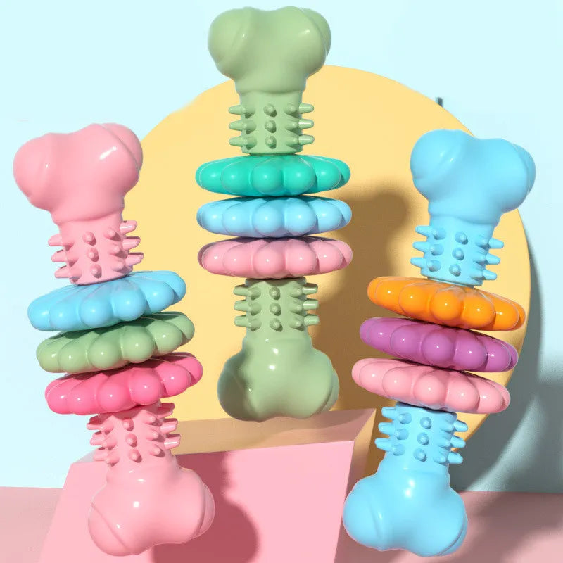 Dog enrichment toy with unique teether design, providing long-lasting chewing satisfaction and clean teeth.