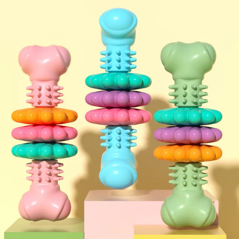 Pet supply: a durable dog toy with dental nubs, an essential interactive chew for healthy gums.