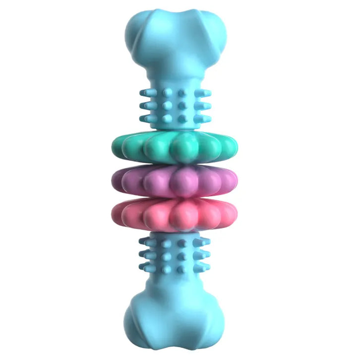 Interactive dog toy for dental care, featuring a robust design with teethers for extended play.