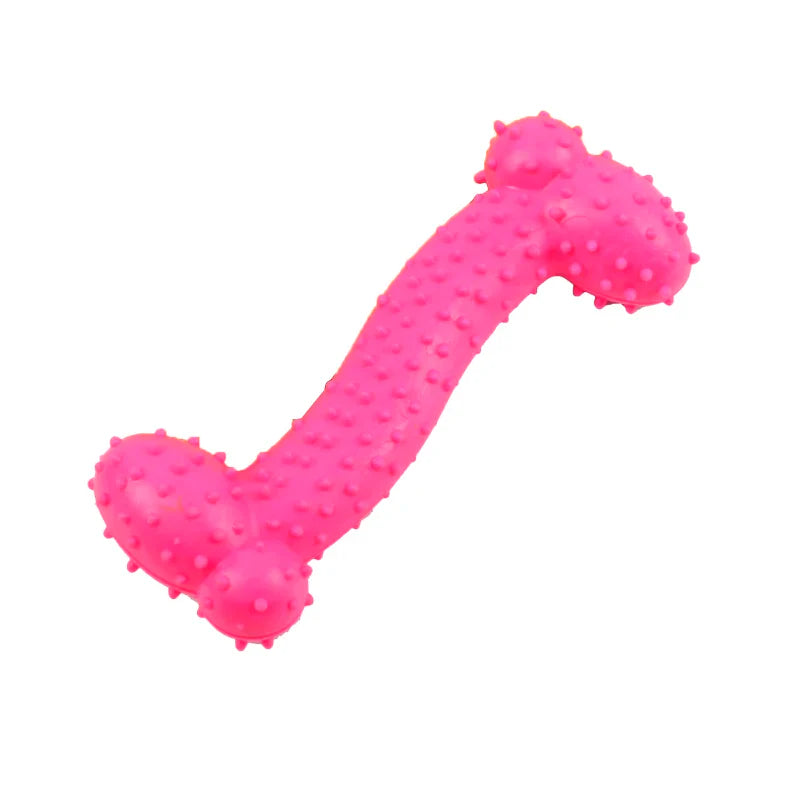 Green dog dental chew toy with nubs, stimulating gums and cleaning teeth
