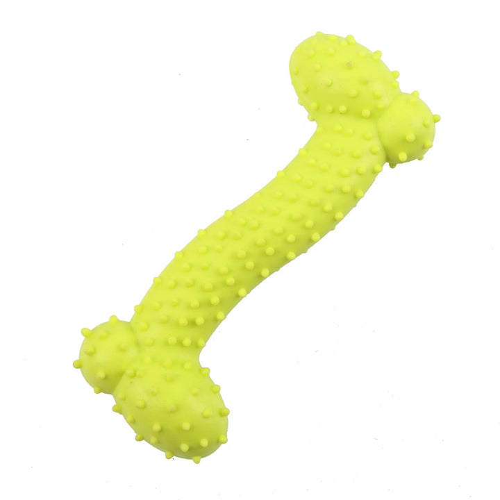 Pet chew toy, a resilient rubber dog toy aiding in dental hygiene