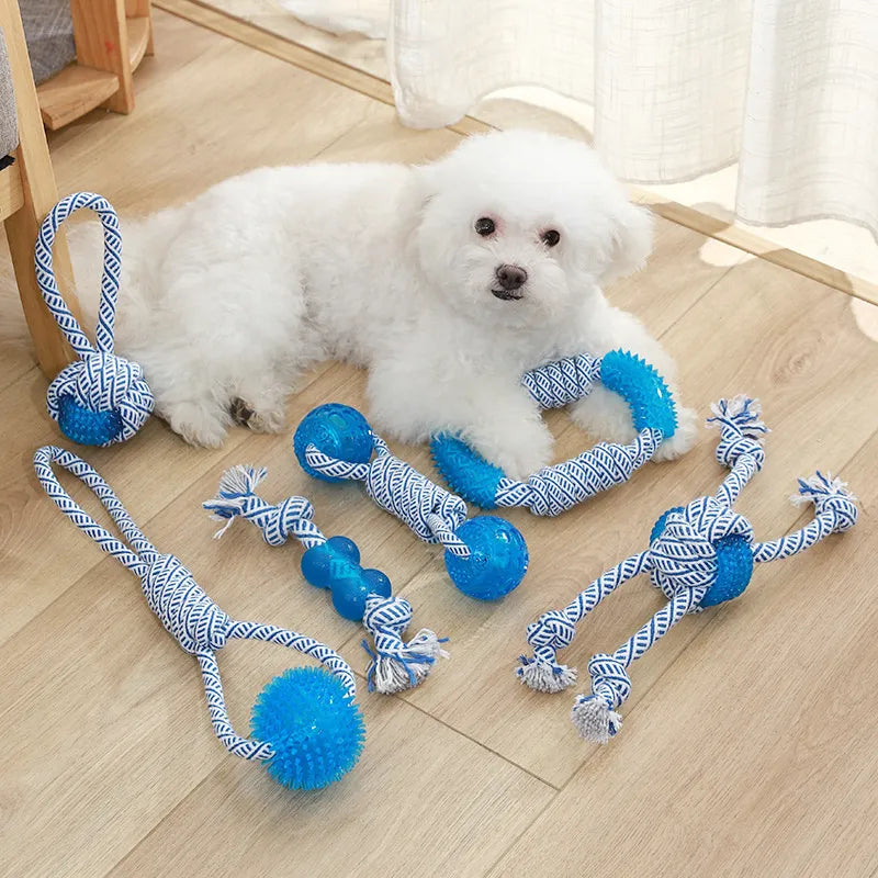 Dog Dental Chew Toy with Rubber Ball & Rope for Active Dogs