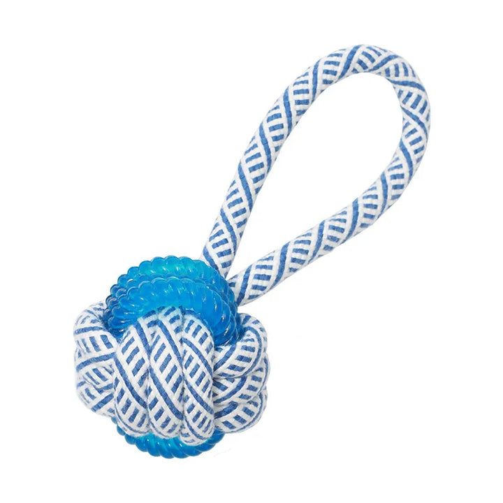 Heavy-Duty Dog Chew Toy with Rubber Ball & Braided Rope, Ideal for Dental Health